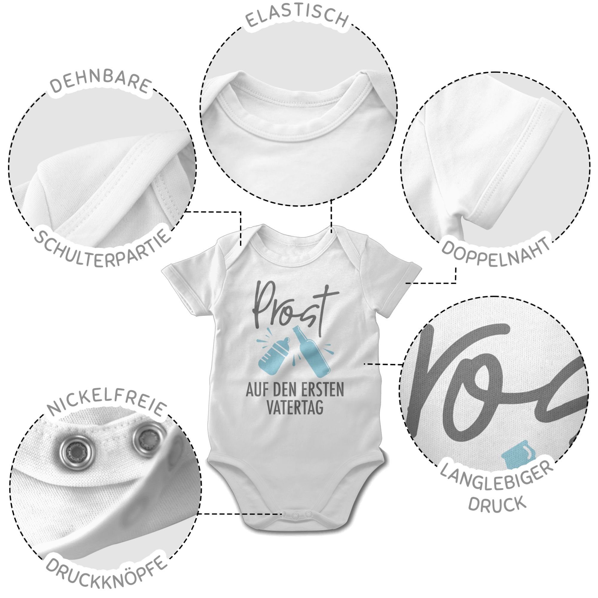 Prost Vatertag Baby Geschenk - 1 Shirtbody den grau/blau auf Vatertag Weiß Shirtracer ersten