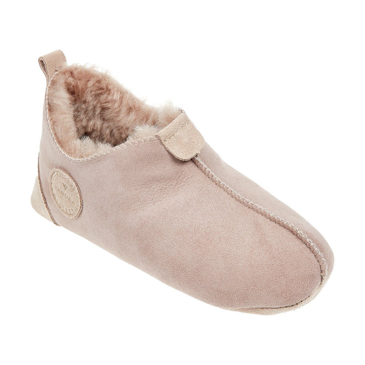 Hüttenschuhe/Winter-Hausschuhe/Gefüttert Vanuba Beige/Beige Kinder Echtleder OXFORD Hausschuh