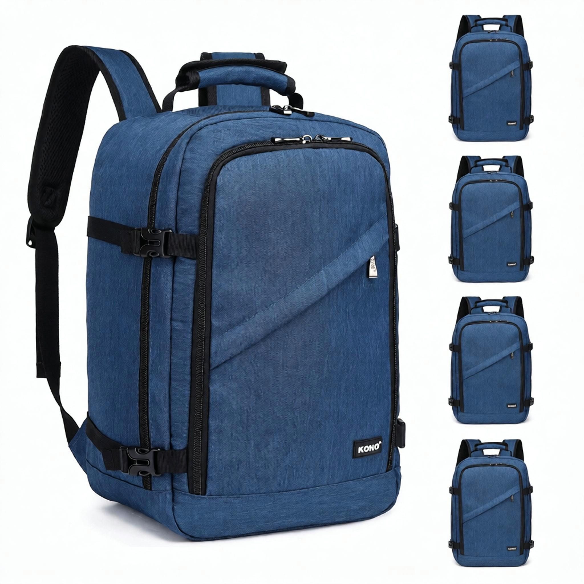 KONO Tagesrucksack 20L, Kabinenrucksack 40x20x25 cm für für Ryanair, Unter-Sitz-Tasche (5-tlg)