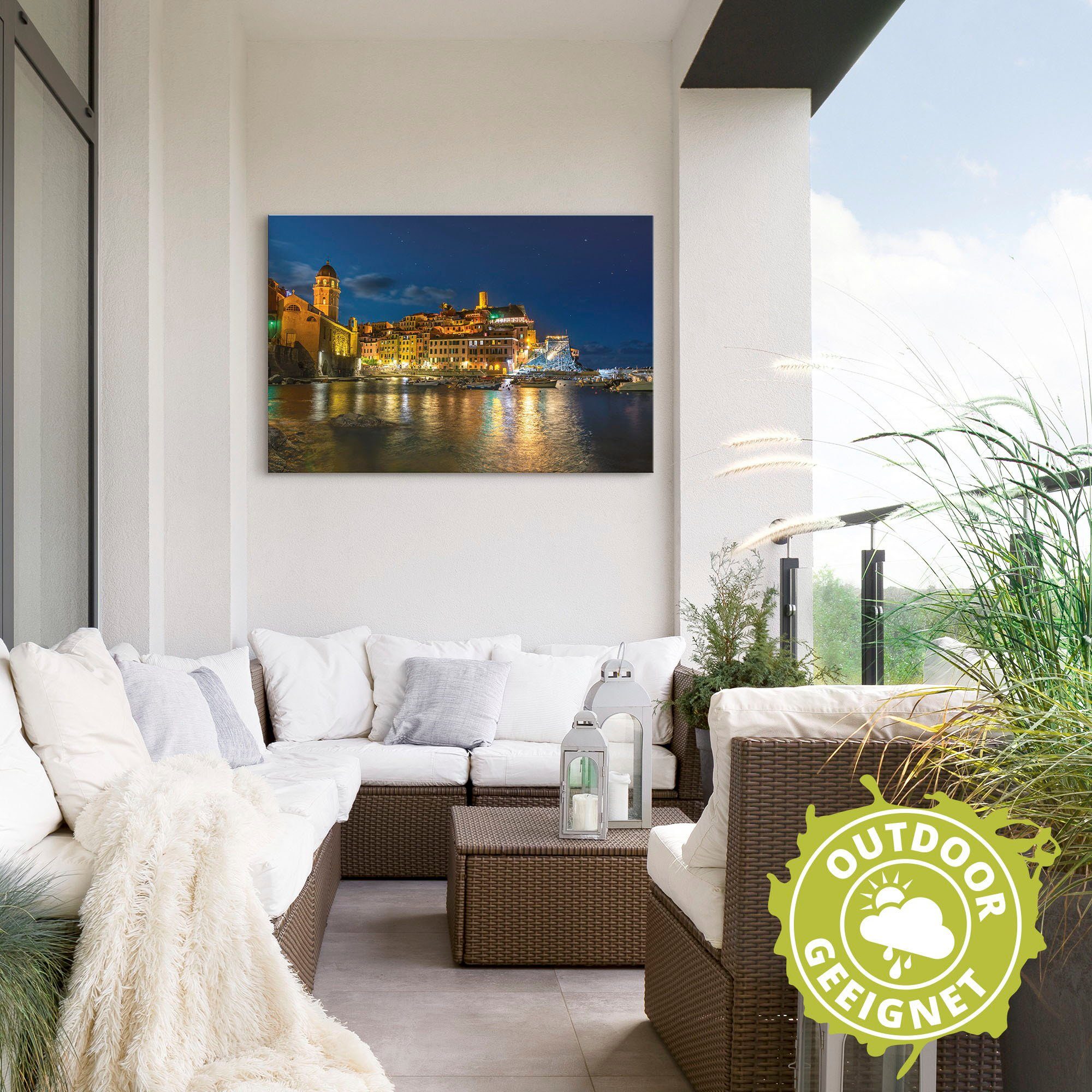 Artland Wandbild »Vernazza in der Cinque Terre in Italien bei Nacht«, Italien (1 Stück), in vielen Größen & Produktarten - Alubild / Outdoorbild für den Außenbereich, Leinwandbild, Poster, Wandaufkleber / Wandtattoo auch für Badezimmer geeignet-HomeTrends