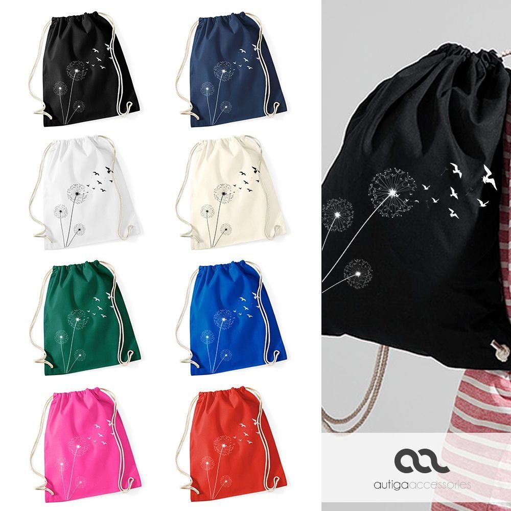 Autiga Turnbeutel Turnbeutel Pusteblume Vögel Birds Hipster Beutel Tasche Jutebeutel