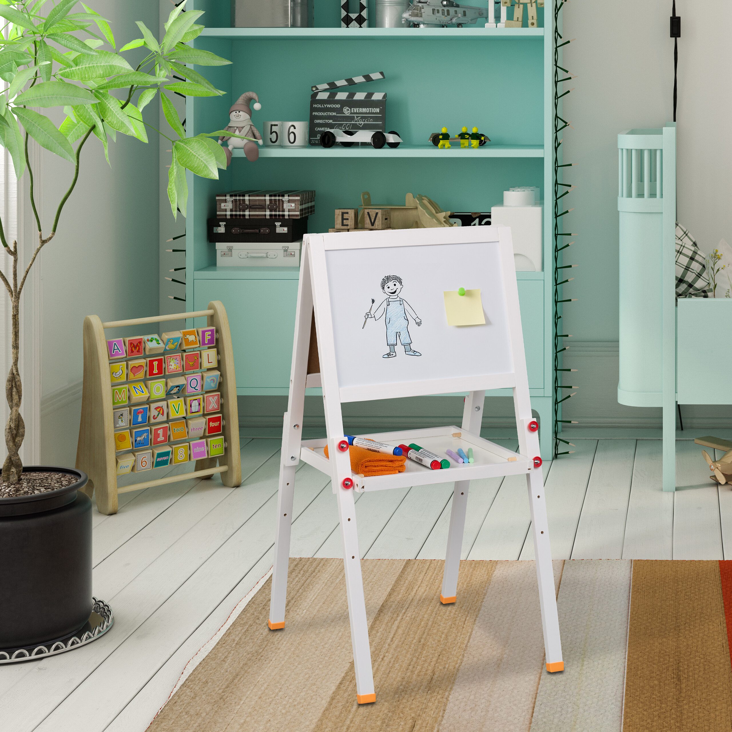 relaxdays Standtafel Kinderstandtafel mit Whiteboard, (1-tlg)