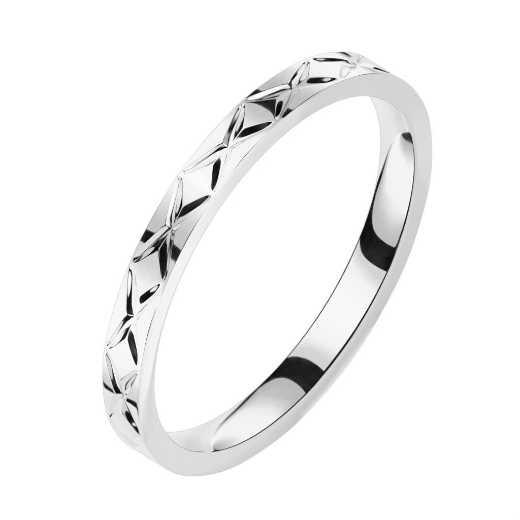 BUNGSA Partnerring Ring X-Cut Design Silber aus Edelstahl Damen (Ring, 1-tlg), Frauen Mädchen