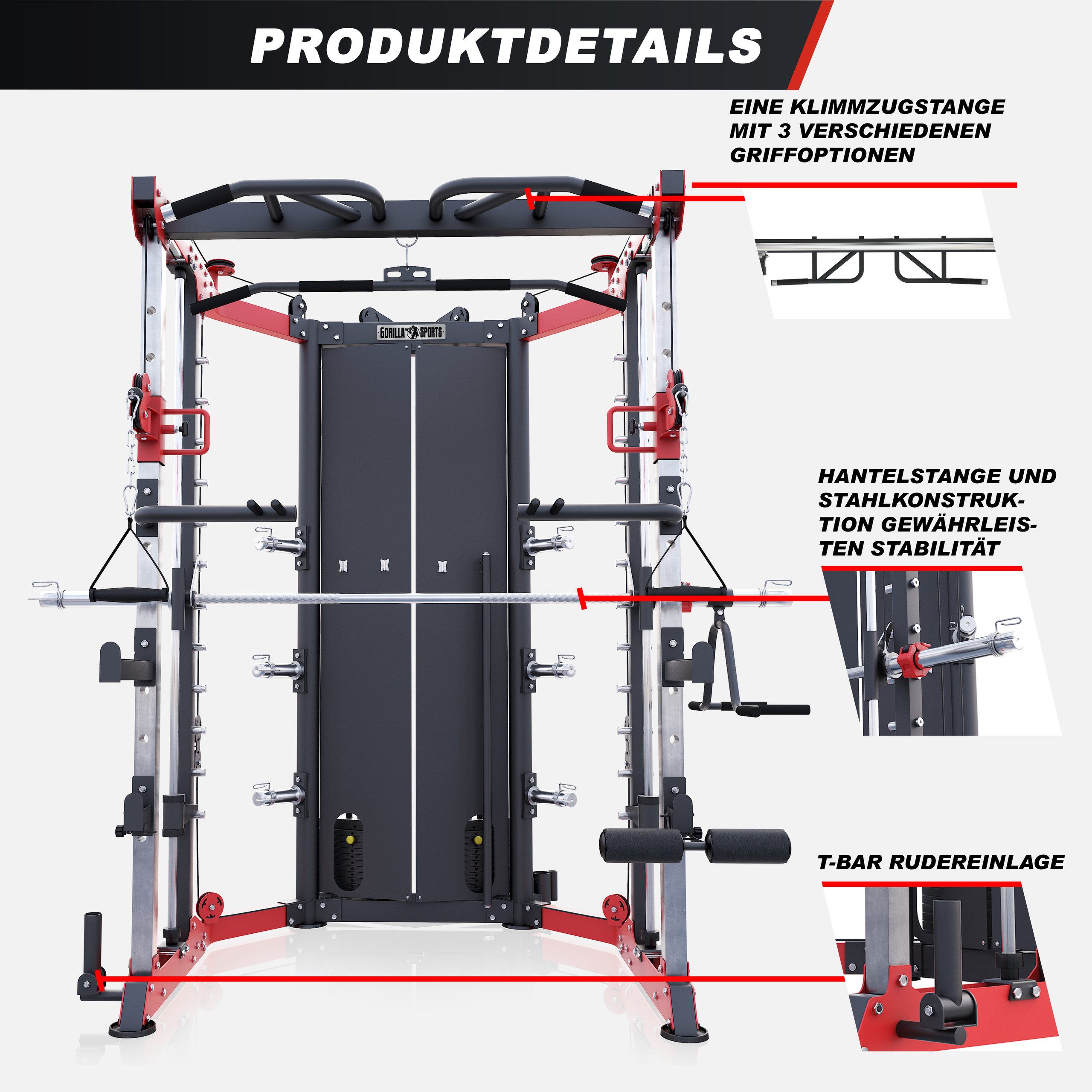GORILLA SPORTS Power Rack inkl. Olympia Langhantel, Dip-Station, Kabelzug, Klimmzugstange, (1-tlg)