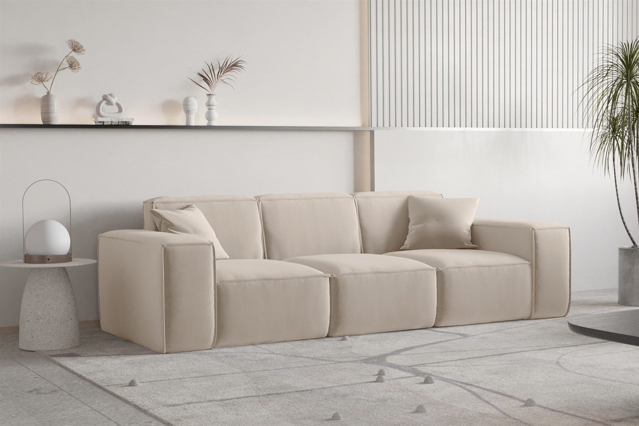 Fun Möbel Sofa Sofa Designersofa CELES PREMIUM 3-Sitzer in Stoff, Inkl. 2 Z günstig online kaufen