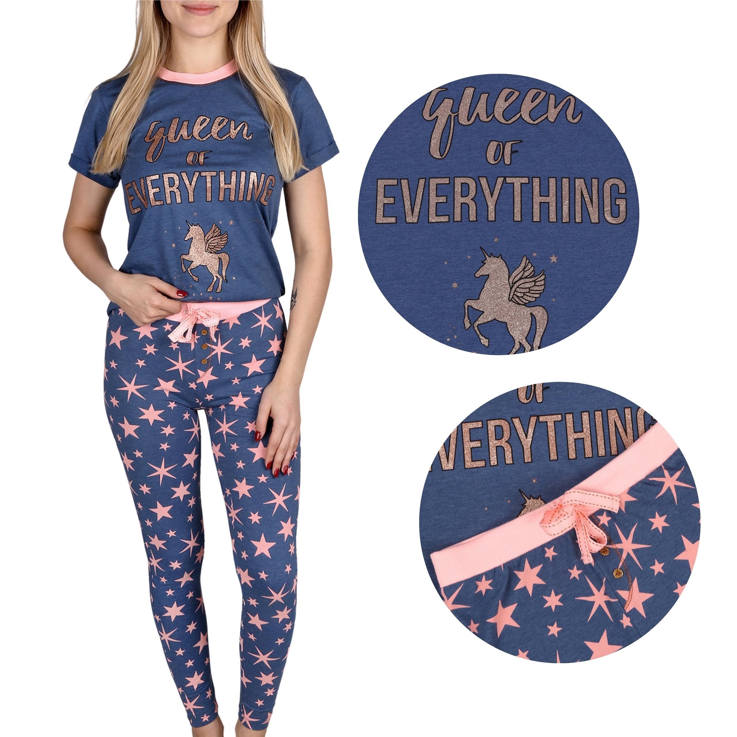Pyjama Dunkelblaues Einhorn-Pyjama M