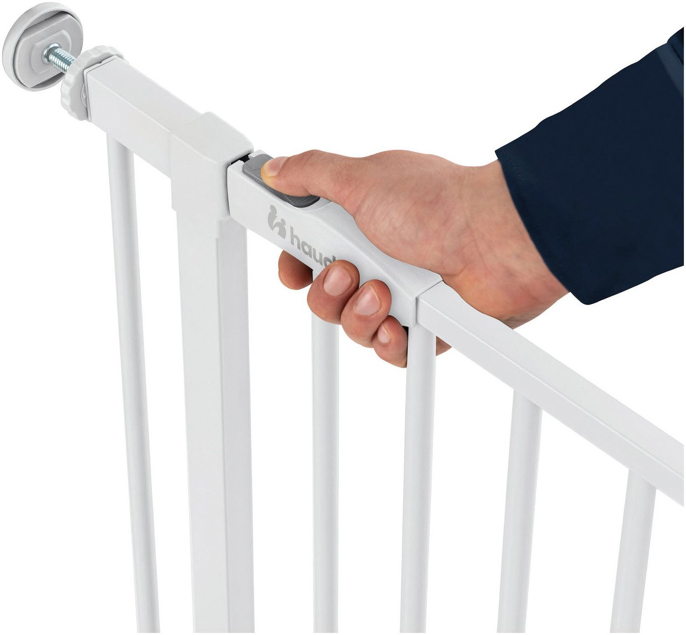 Hauck Türschutzgitter Open N Stop 2 Set inklusive Verlängerung 9 cm, White, auch als Treppenschutzgitter verwendbar; 84-89 cm