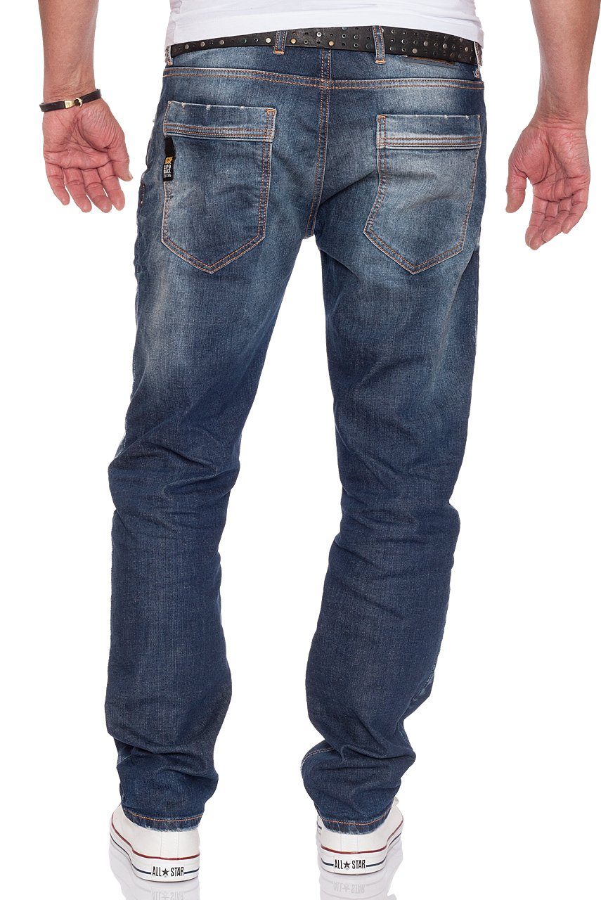 Cipo & Baxx stonewashed dark blue Straight-Jeans