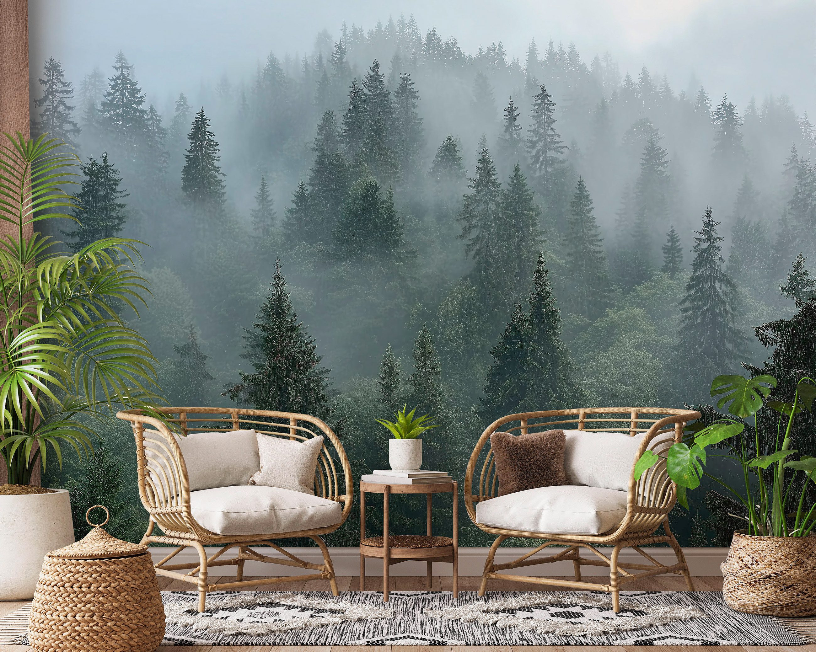 Wallarena Fototapete Wald Berge Nebel Vlies günstig online kaufen