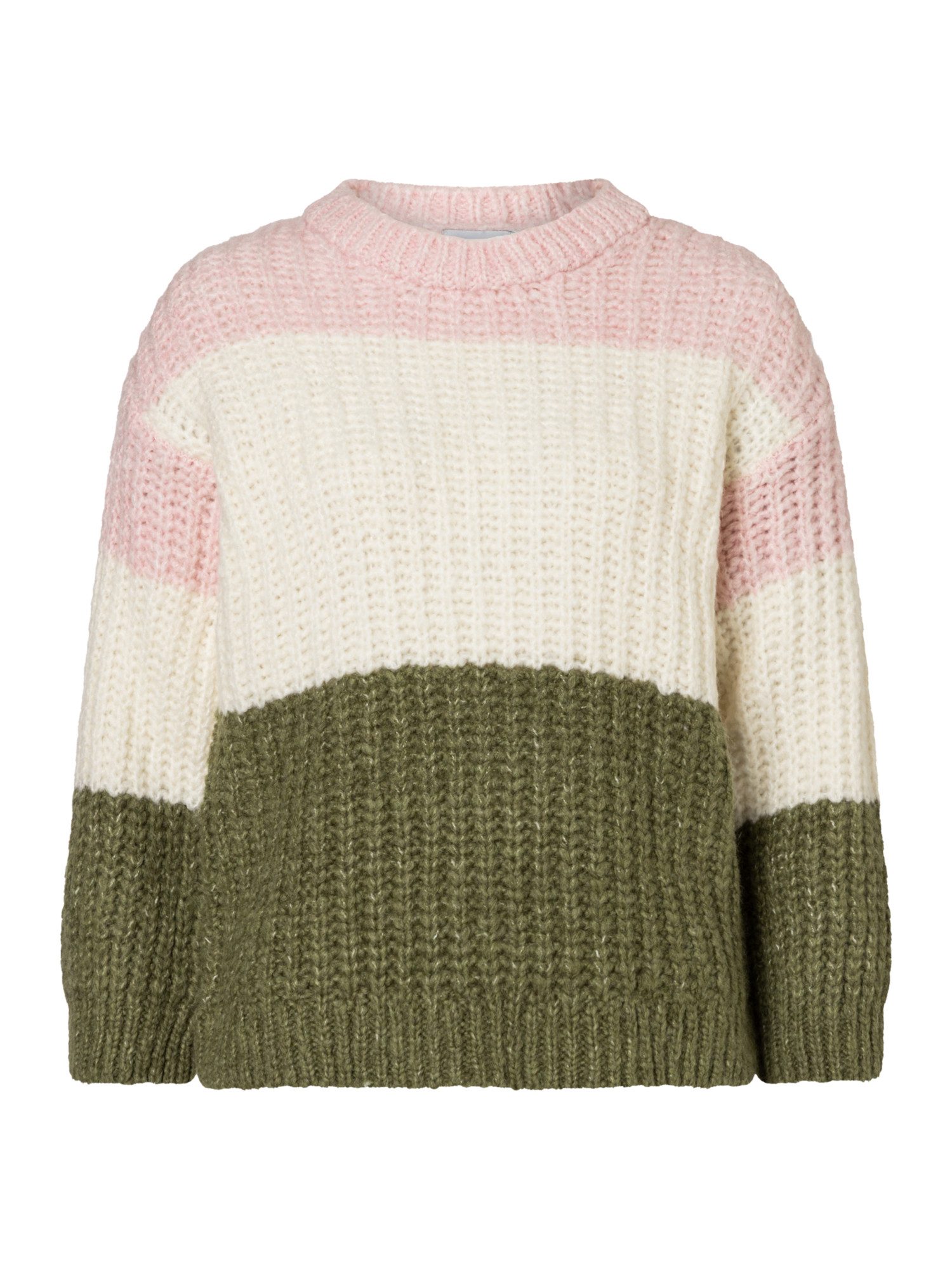 Rundhalspullover cooler 3/4 Arm Rippstrickpullover, gestreift