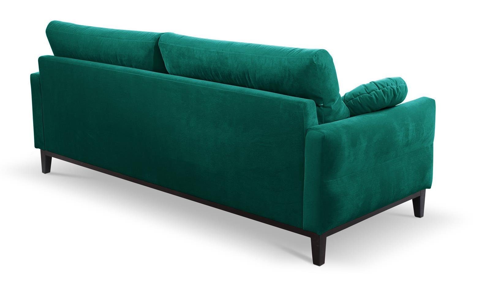 breite, Sofa für Velourstoff, Stil Dreisitzer im Beautysofa grün Belweder, Sofa 3-Sitzer skandinavisches 19) Flasches (kronos aus 268 cm Polstercouch Wohnzimmer,