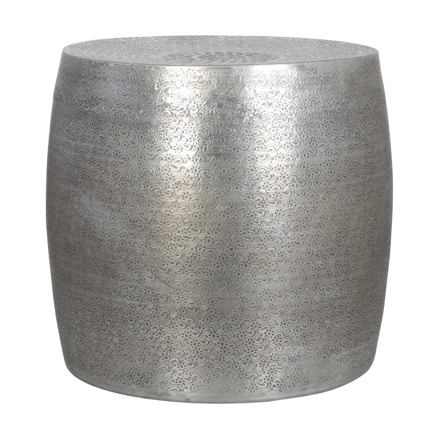 Casa Moro Hocker Orientalischer Tisch-Hocker Ayoub aus Aluminium Hammerschlag Optik, Marokkanischer Beistelltisch modern Sofatisch Vintage Couchtisch