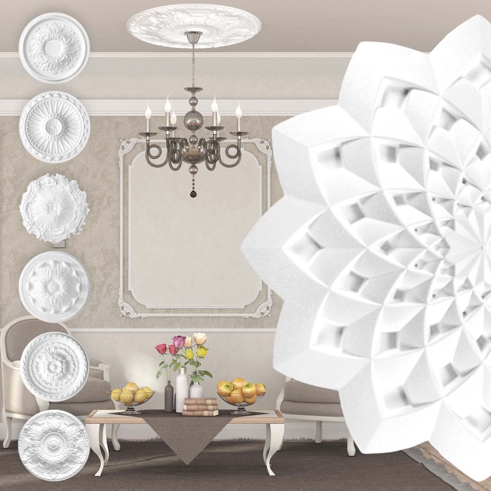 marbet design Wanddekoobjekt R-33 (Stuckrosette aus günstig online kaufen