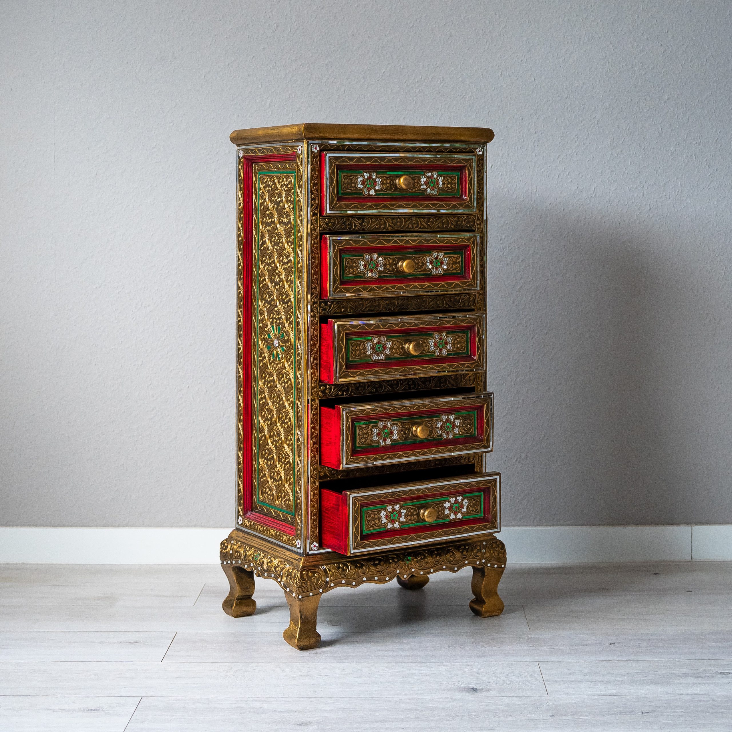 livasia Kommode livasia Kommode mit Glasmosaik, handgefertigt, 5 Schubladen 95x44x32cm