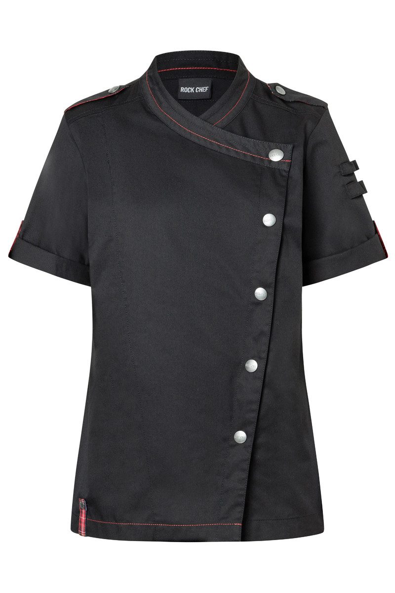 Karlowsky Fashion Kochjacke KARLOWSKY Damen Kochjacke ROCK-CHEF®-Stage2 Kurzarm Schwarz