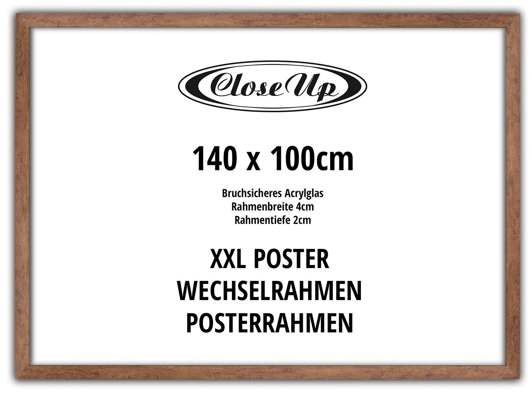 Close Up Bilderrahmen XXL Posterrahmen 100 x 140 cm Holzdekor Eiche Dunkel