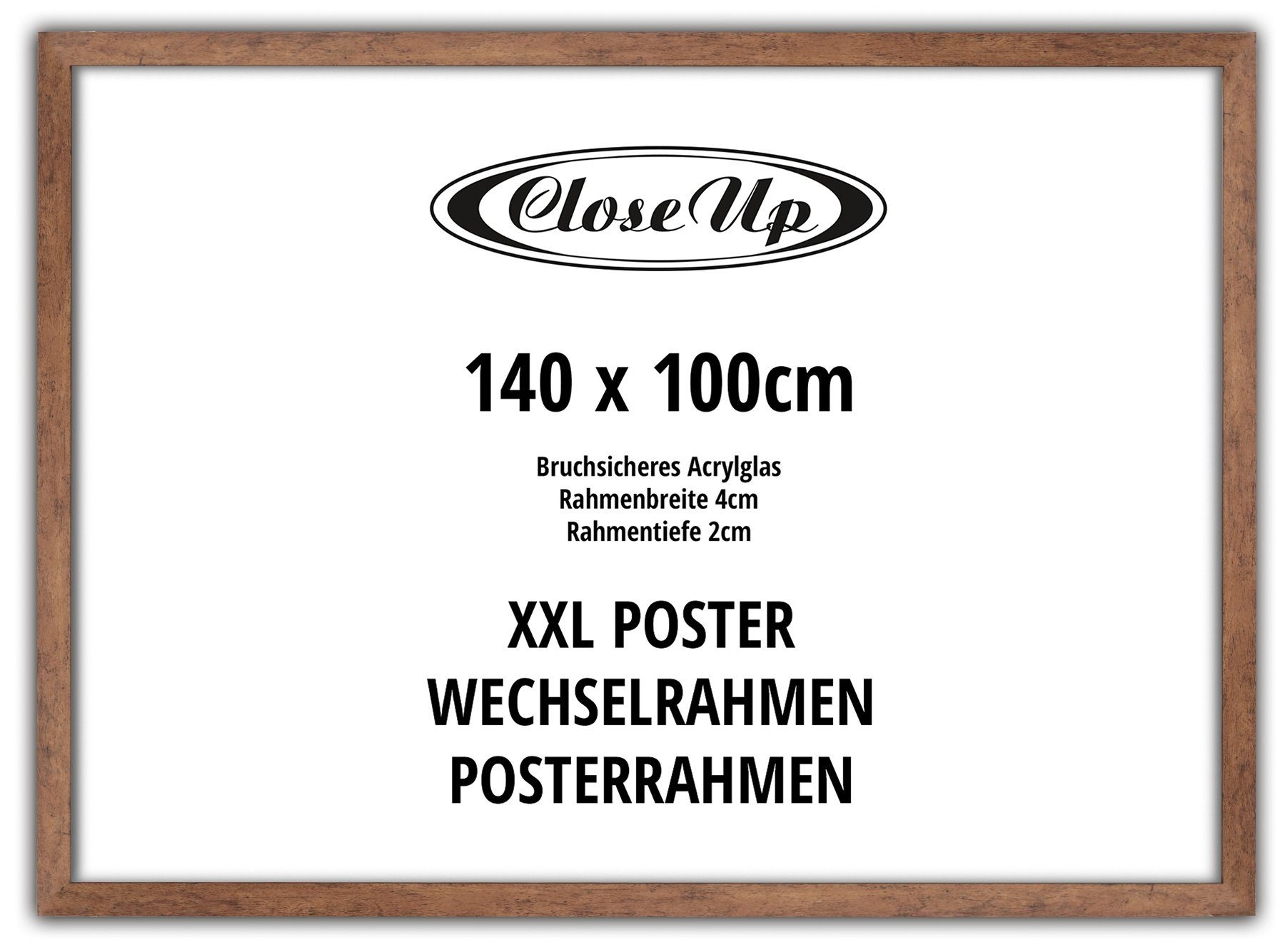 Close Up Bilderrahmen XXL Posterrahmen 100 x 140 cm Holzdekor Eiche Dunkel günstig online kaufen