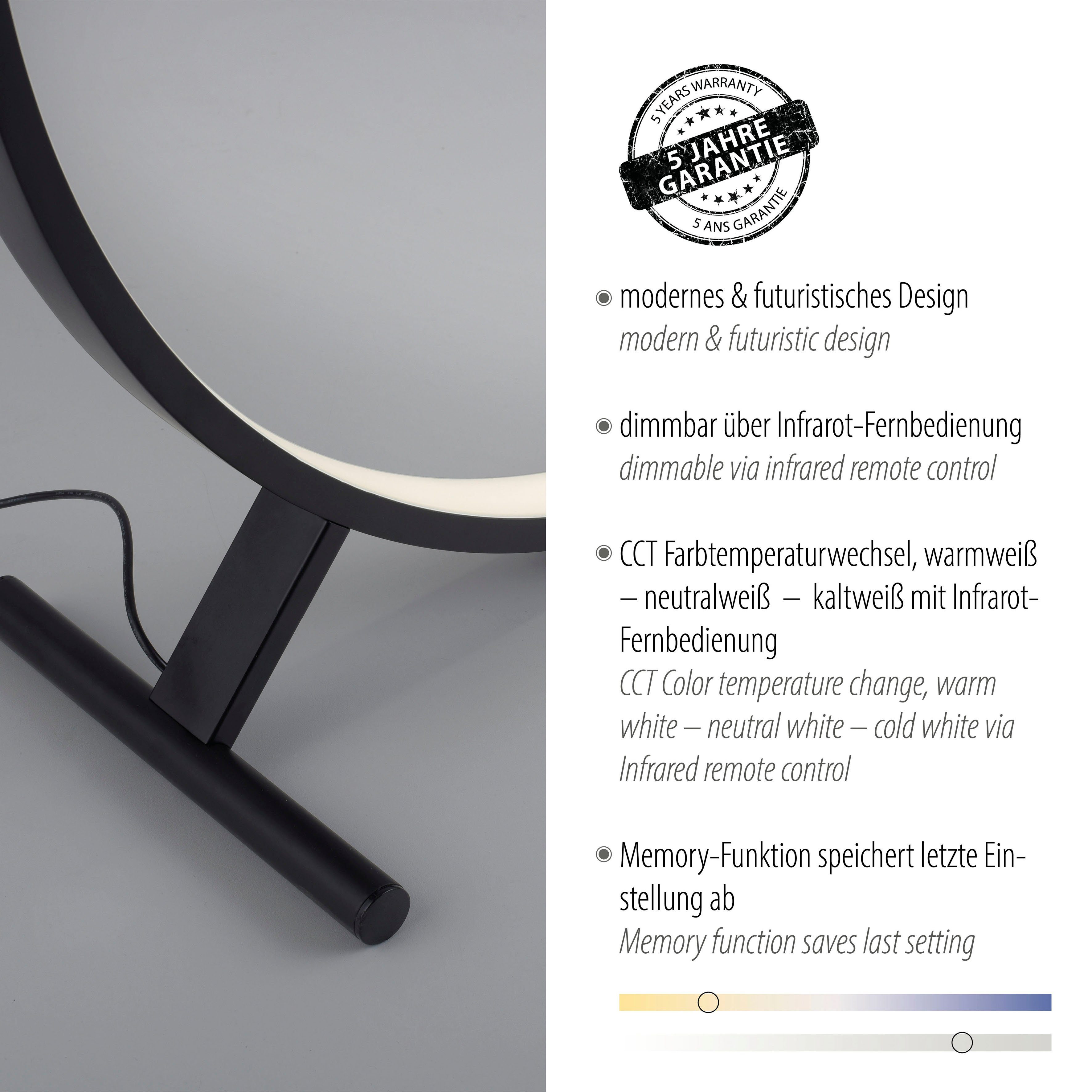 Paul Neuhaus Stehlampe HULA, CCT - über Fernbedienung, Fernbedienung, Infrarot inkl., Memory, nach Trennung vom Netz, dimmbar über Fernbedienung, LED fest integriert, warmweiß - kaltweiß, LED
