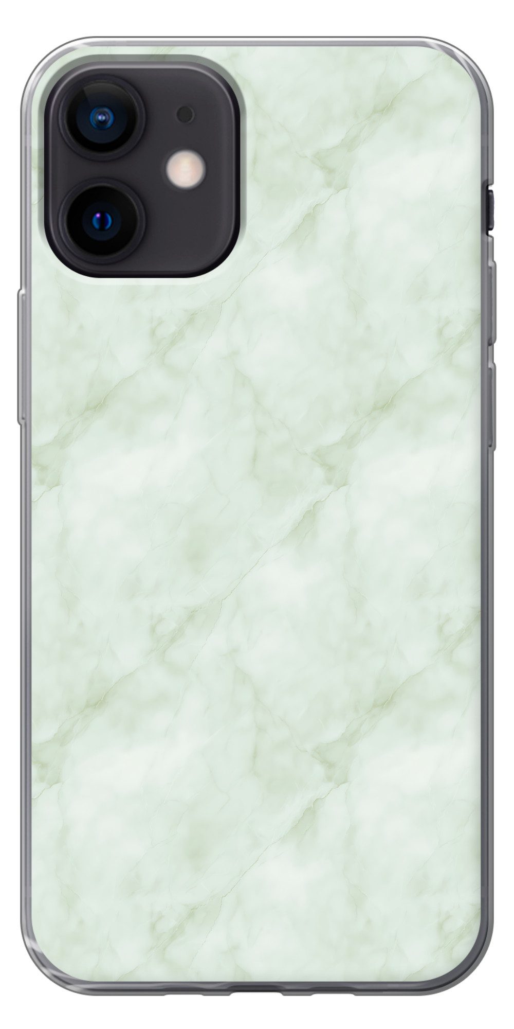 MuchoWow Handyhülle für Apple iPhone 12 Mini Grün - Marmor - Fließende Adern, Smartphone-Bumper, Print, Handy Schutzhülle Dünn