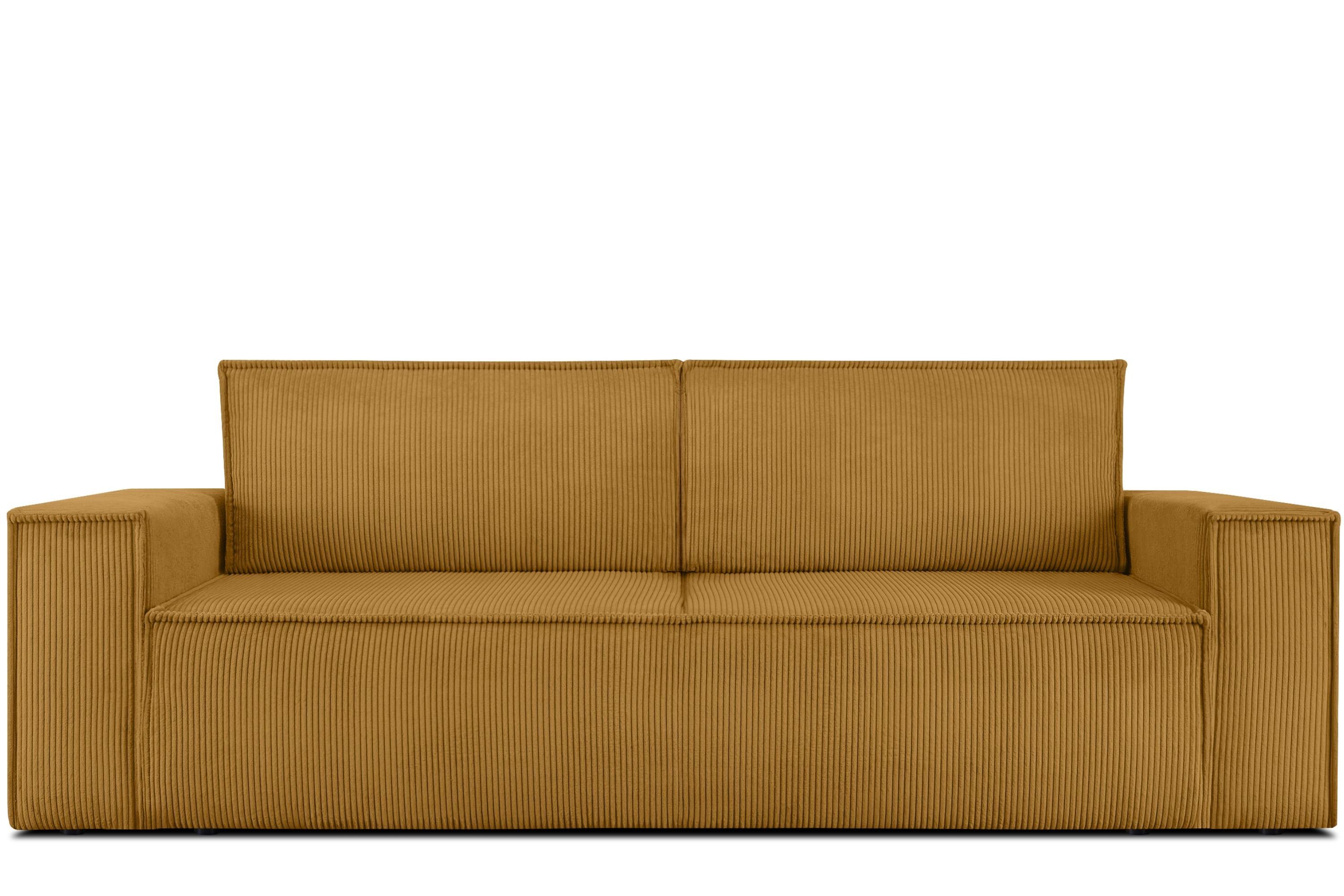 KONSIMO® 3-Sitzer NAPI Sofa mit Schlaffunktion & massivem Gestell, hergestellt in der EU, Couch für Dauerschläfer, mit Wellenunterfederung, Großer Bettkasten