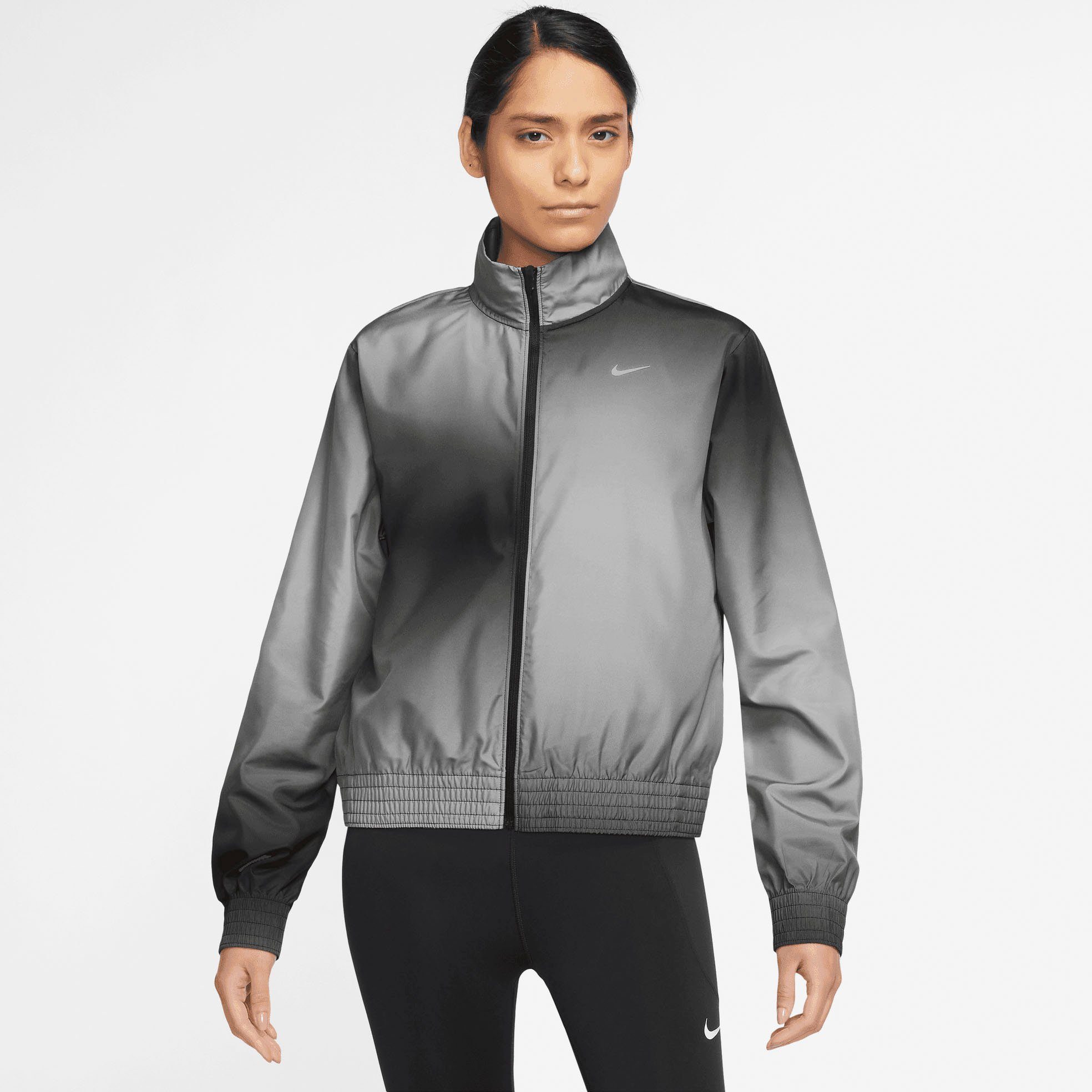 Nike Laufjacke Dri-FIT Swoosh Run Printed Jacket BLACK/REFLECTIVE SILV Women's Running