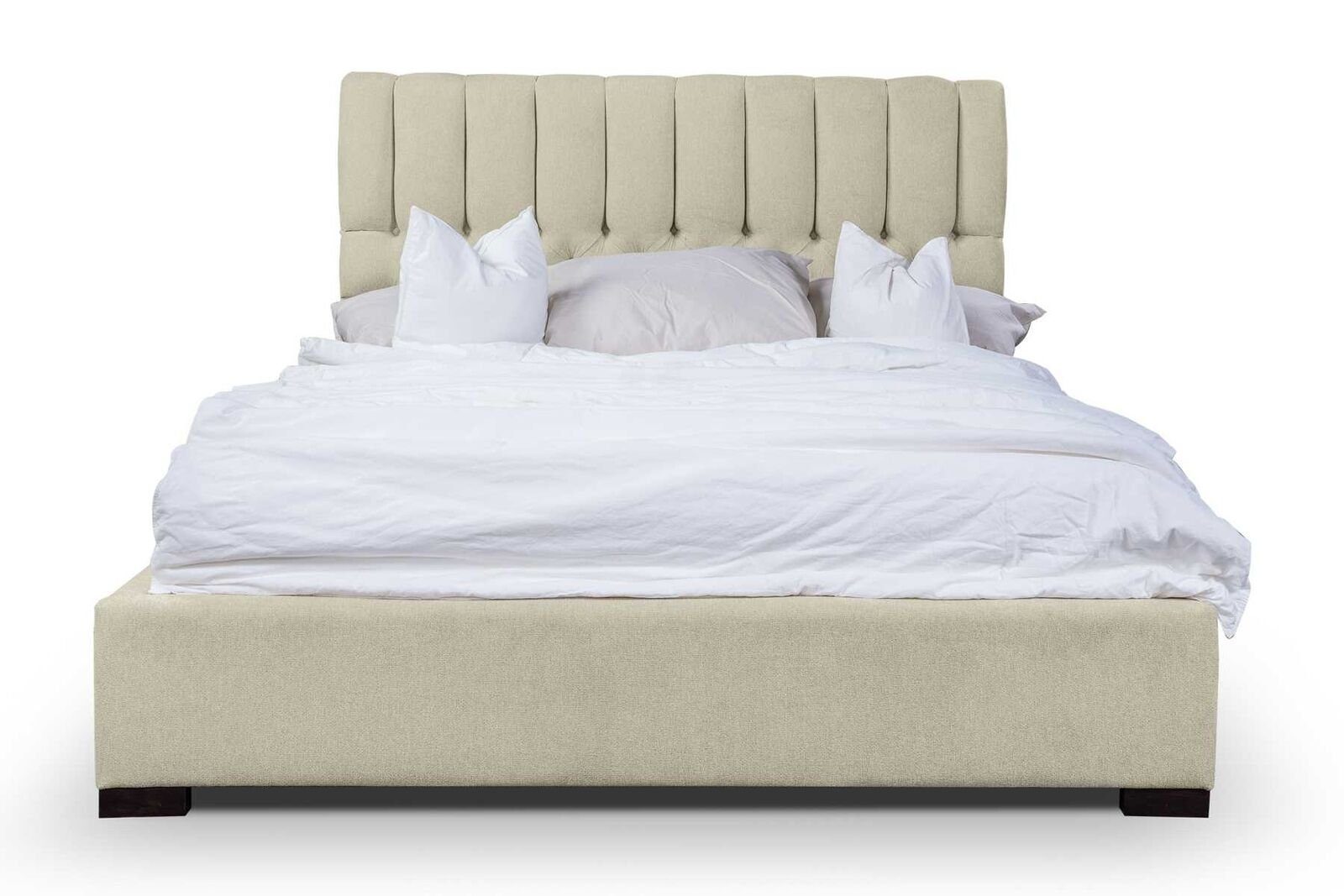 JVmoebel Bett Bett Beige Doppelbett Holz Modern Betten Luxus Stoff Bett Schlafzimmer (1-tlg., 1x Bett), Made in Europa