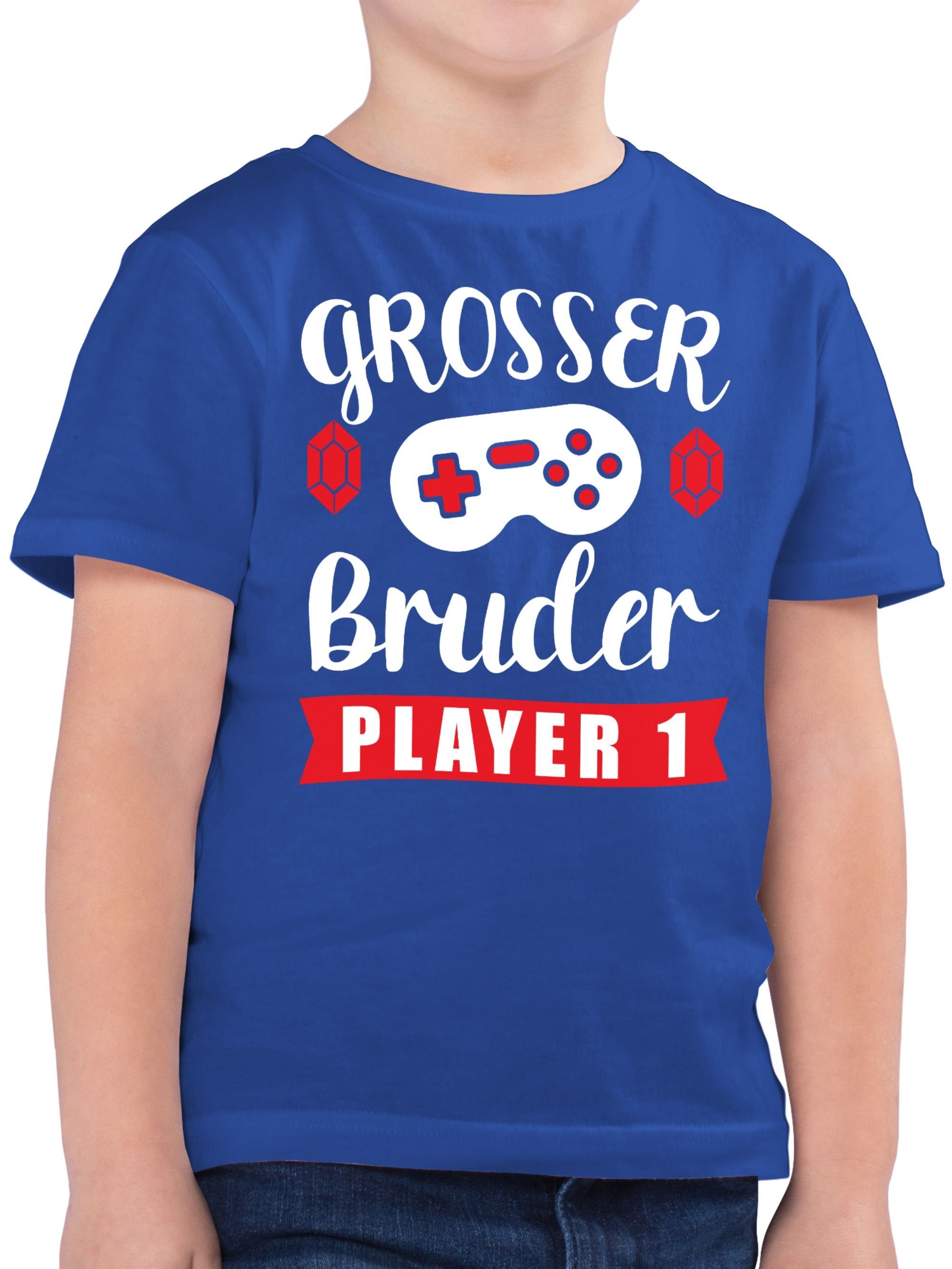 Shirtracer T-Shirt Großer Bruder - Player 1 Großer Bruder 3 Royalblau