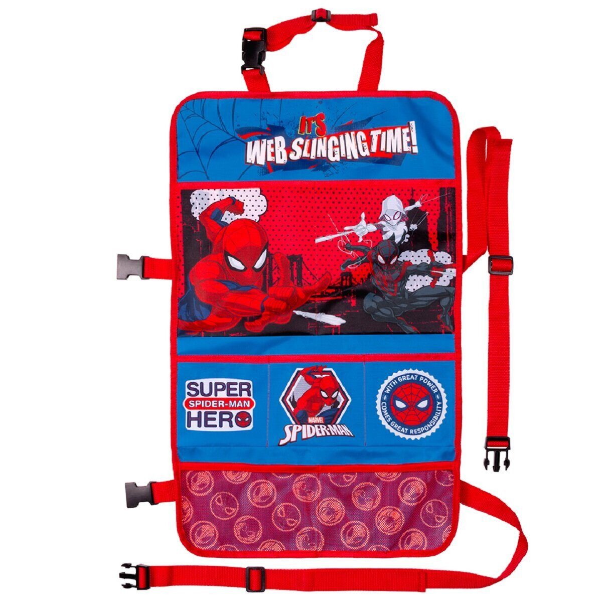 MARVEL Rücksitzorganizer Spiderman 2-in-1 Auto-Organizer – Ideal für Kinderwagen und Autositze