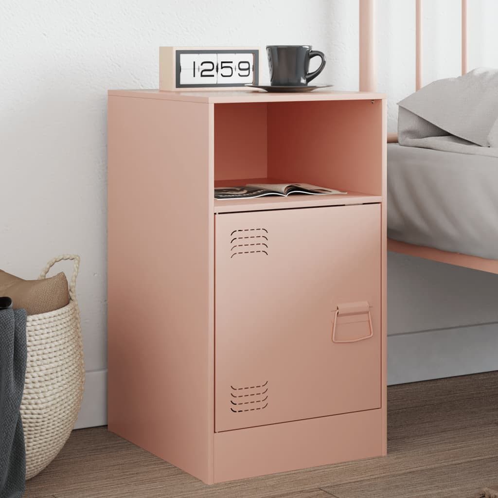 vidaXL Nachttisch Nachttisch Rosa 34,5x39x62 cm Stahl (1-St)