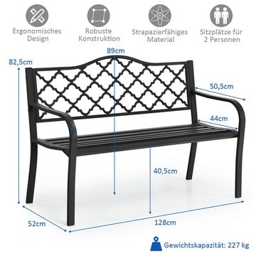 COSTWAY Gartenbank, Metall, mit Armlehnen & Rückenlehne, für 2 - 3 Personen