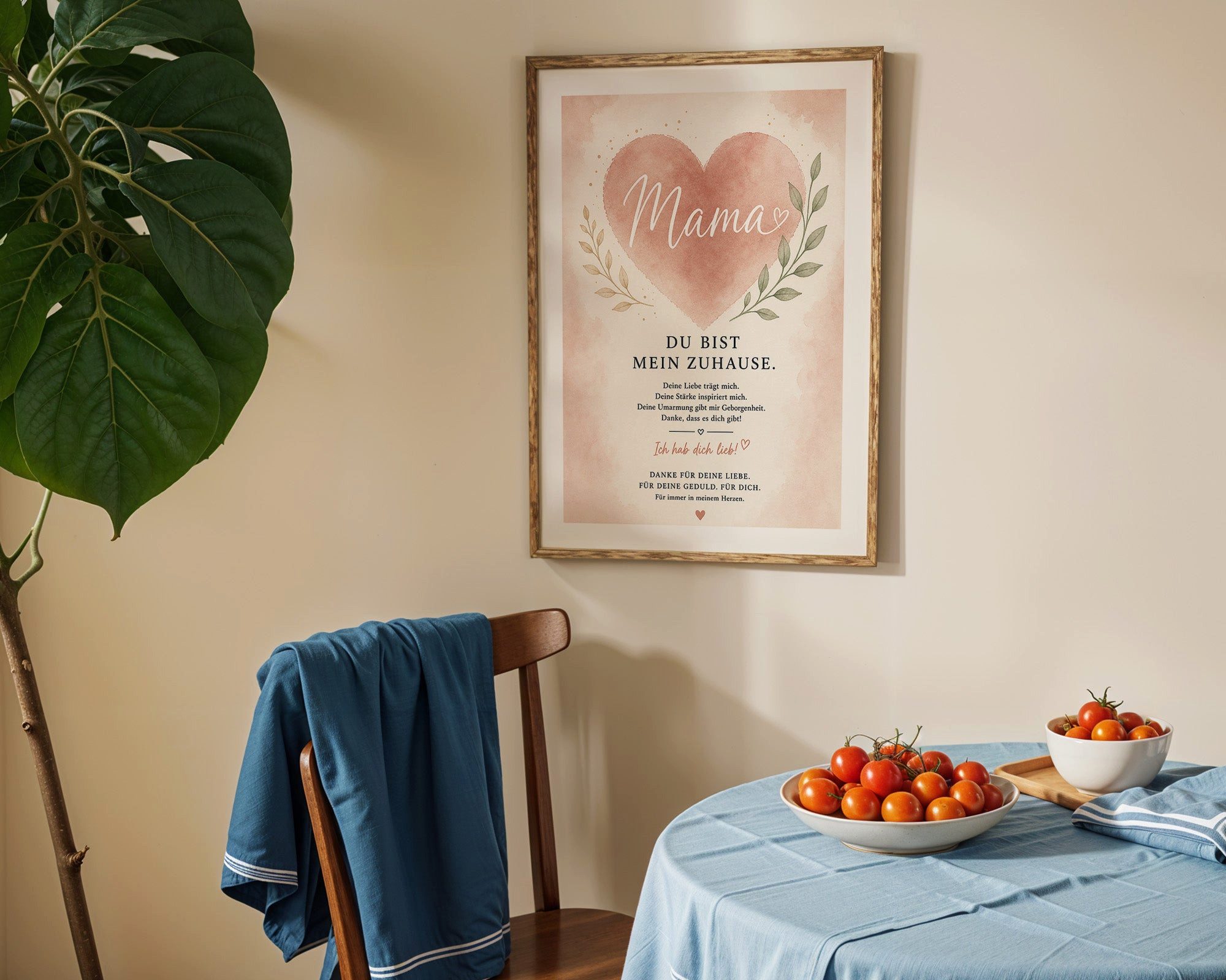 JUSTGOODMOOD Poster Muttertag Mama Herz Geschenk für Mama Liebe Spruch Wanddeko Familie Pr, (1 St)
