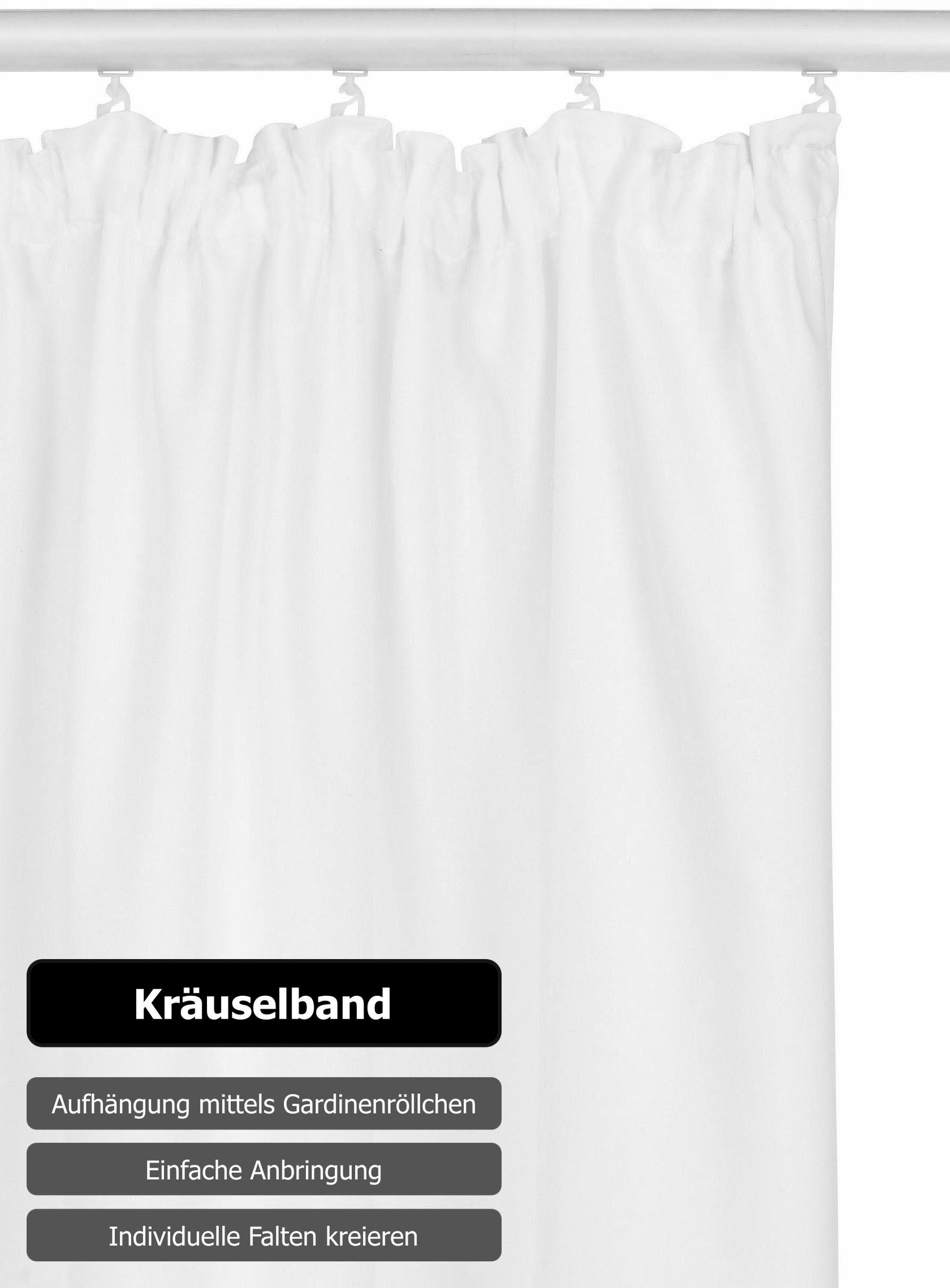 OTTO home Vorhang Raja, Gardinen mit Kräuselband, Vorhänge Wohnzimmer (2 St), Kräuselband, blickdicht, Polyester, 2er-Set, Bestseller, einfarbig, modern, pflegeleicht, Mikrofaser