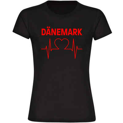 multifanshop T-Shirt Damen Dänemark - Herzschlag - Frauen