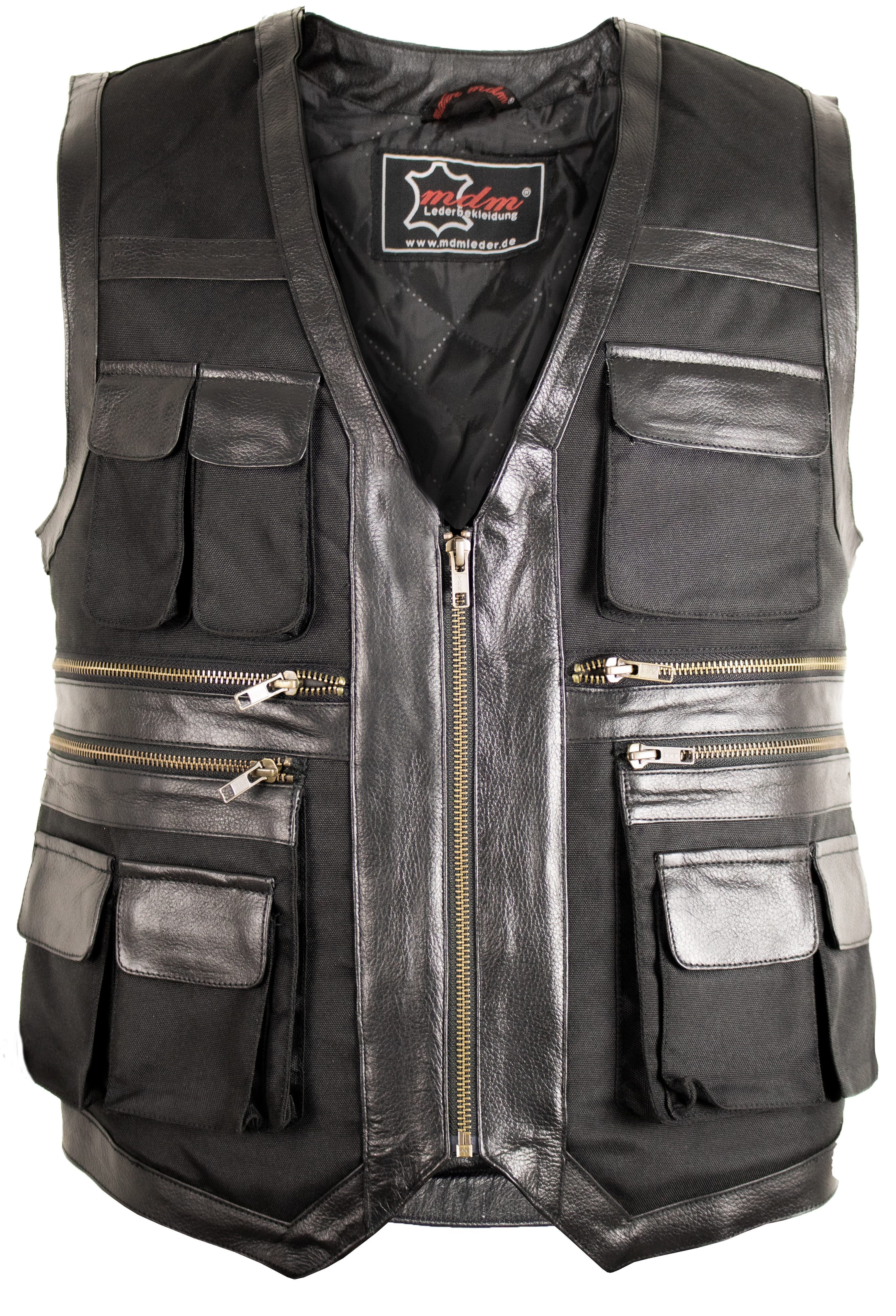 MDM Motorradweste Herren Biker Textilweste Tactical Motorradweste Schwarz Tactical Weste, winddicht, wasserabweisend, viele Taschen