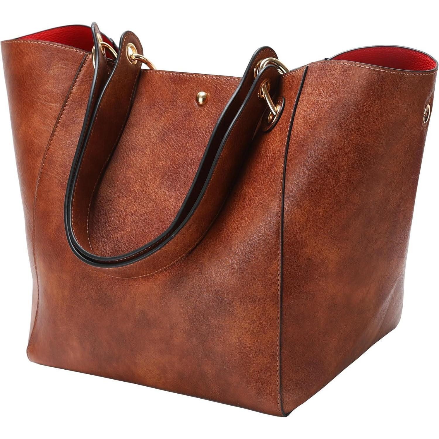 LuxusKollektion Henkeltasche Taschen Damen Leder Groß Shopper Henkeltasche Schultasche Dunkelbraun