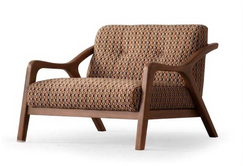 Xlmoebel Relaxsessel Sessel Mid Century Stil Modern Holzgestell Braun Wohnzimmer Komfort (1-St., 1-tlg)