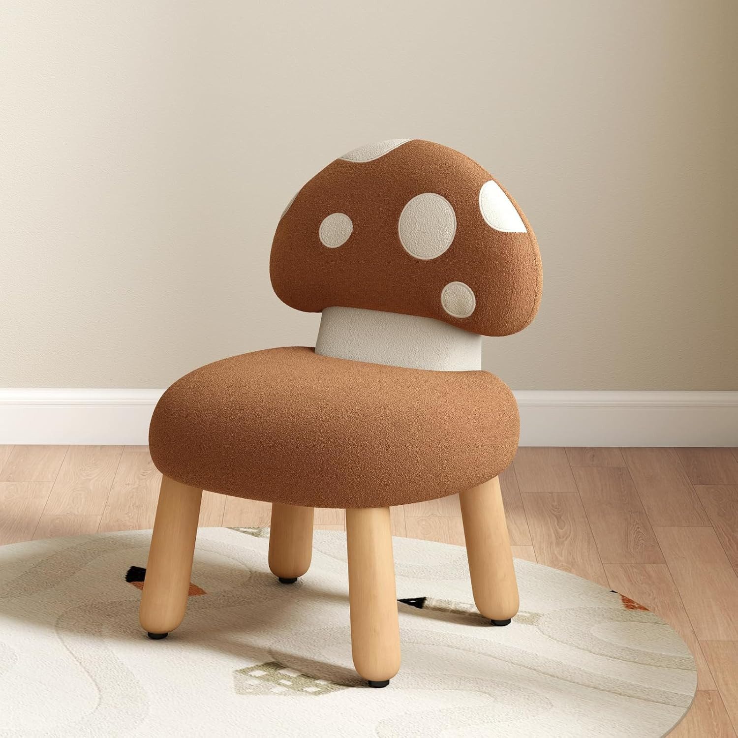 WAHSON OFFICE CHAIRS Kindersessel Chenille, Pilzrückenlehne und Holzbeinen Kindercouch für Spielzimmer
