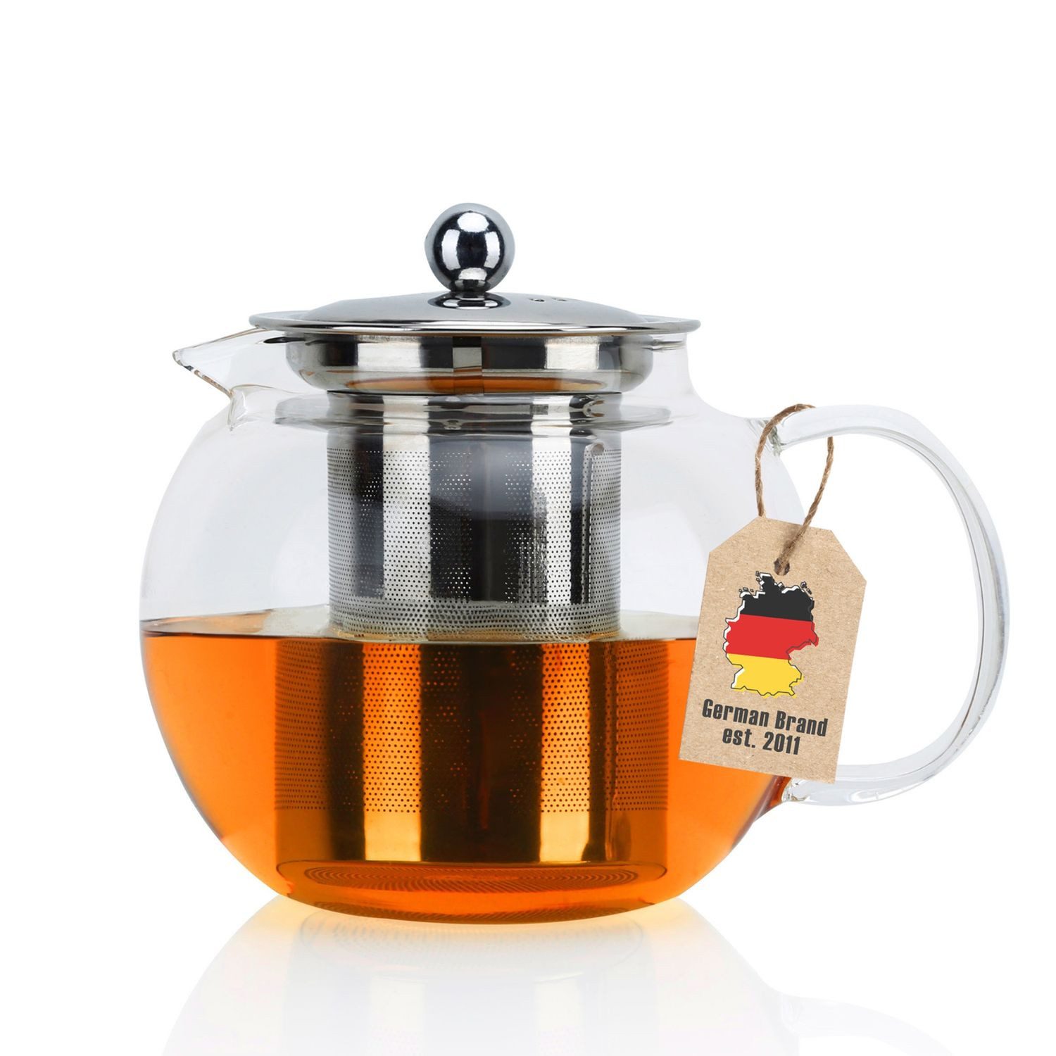 Intirilife Teekanne, 0.65 l, mit Siebeinsatz hitzebeständig geeignet für heiße und kalte Getränke