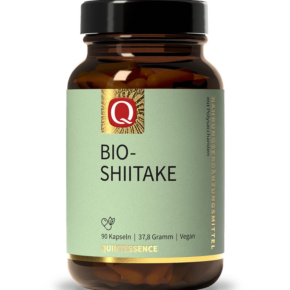 Quintessence Bio-Shiitake - Pilz-Extrakt - enthält wertvolle Polysaccharide - 90 Kapseln, 38 g, Hochwertige Bio Qualität - mit Acerola Pulver - vegan