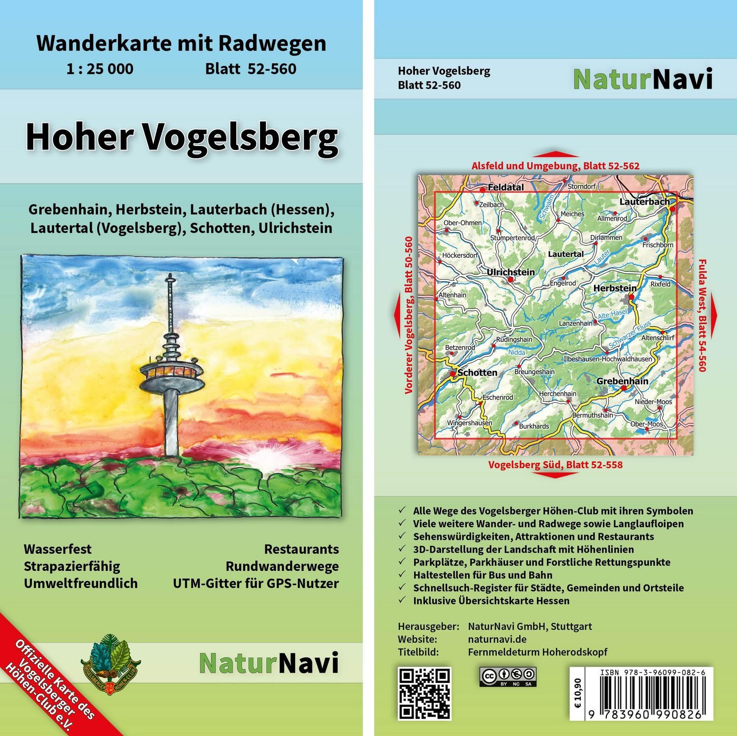 Hoher Vogelsberg 1 : 25 000 Wanderkarte mit Radwegen Grebenhain, Herbs / diverse