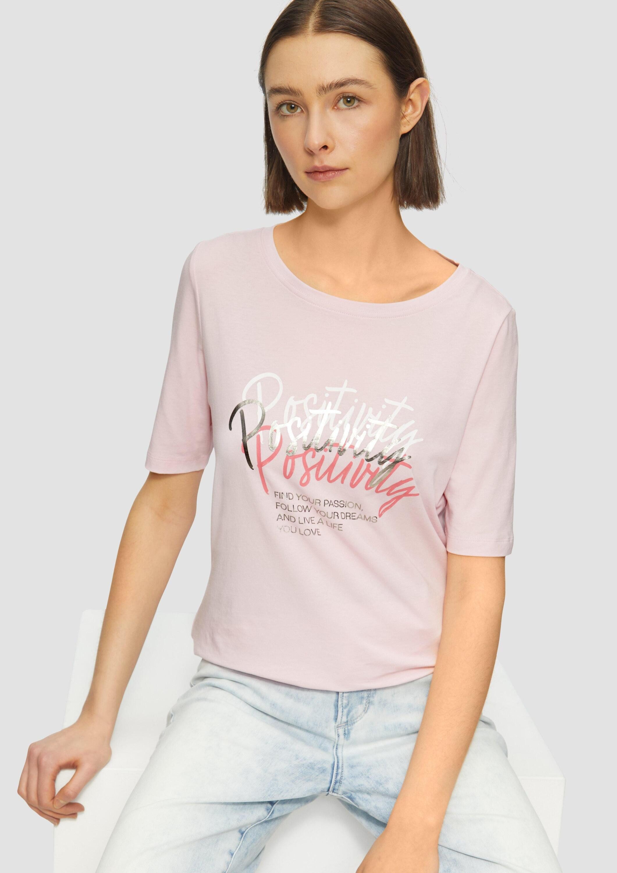 s.Oliver Kurzarmshirt T-Shirt Jersey-T-Shirt im Slim Fit mit Frontprint günstig online kaufen