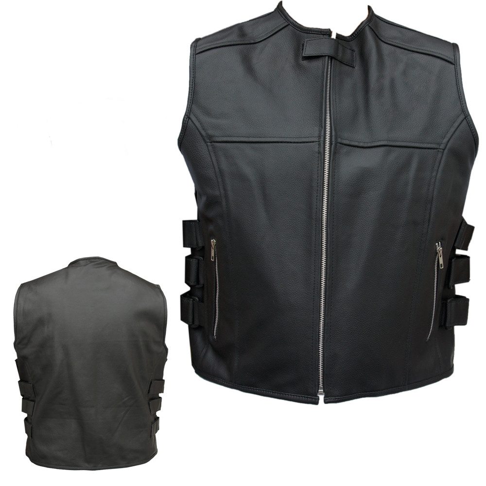 Motorradweste aus Rindsleder – Biker Club Kutte Rocker Look Lederweste