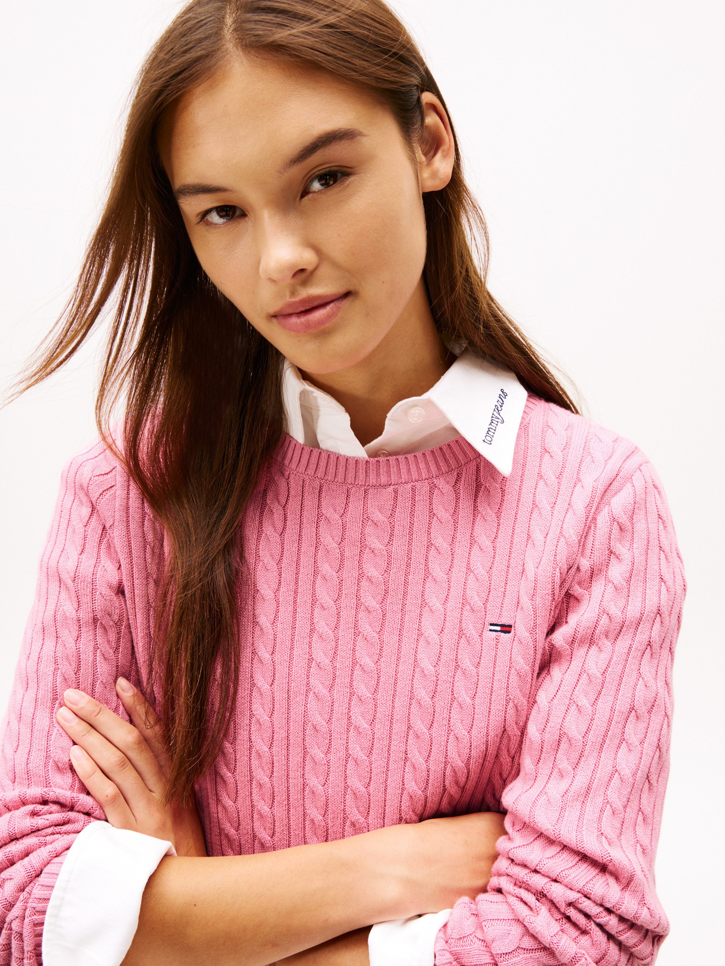 Tommy Jeans Strickpullover TJW CABLE ESSENTIAL SWEATER mit Zopfmuster günstig online kaufen