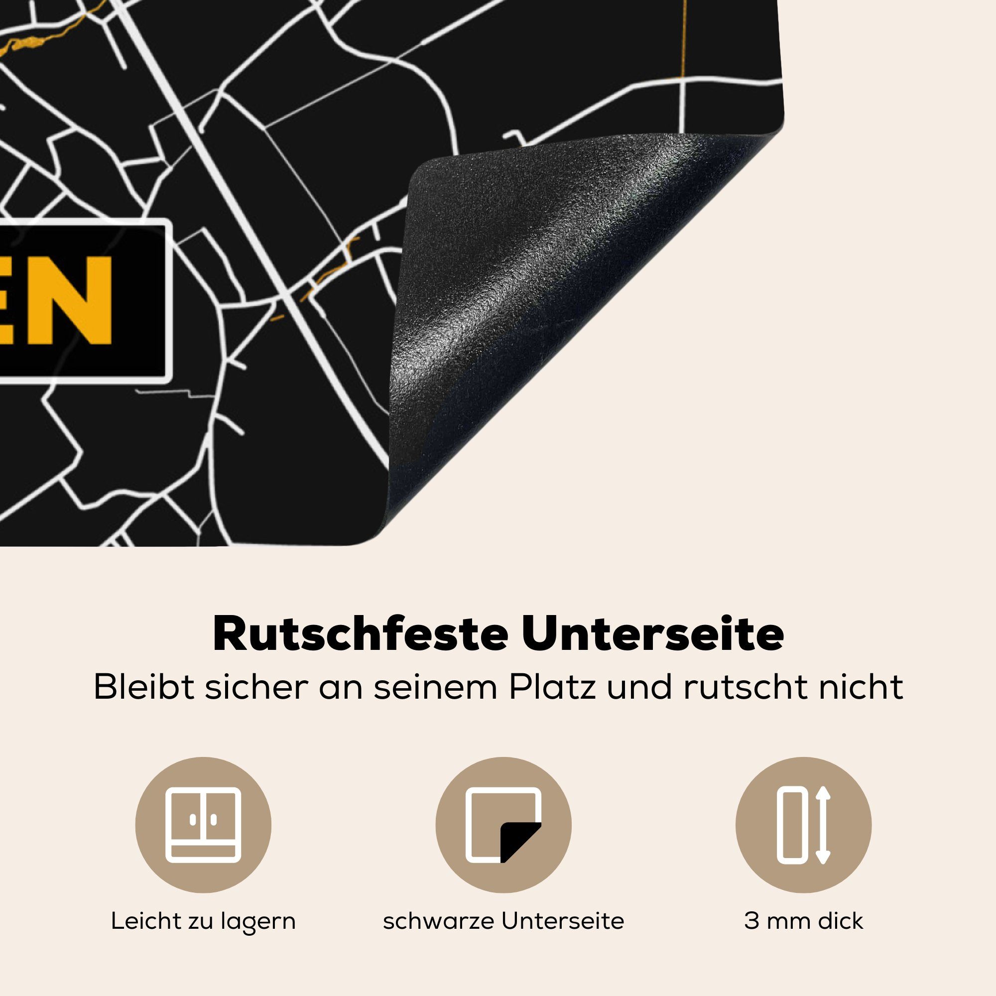 Herdblende-/Abdeckplatte - Deutschland, - - Stadtplan Viersen für cm, 78x78 (1 Karte küche Gold tlg), Ceranfeldabdeckung, MuchoWow Arbeitsplatte Vinyl, -