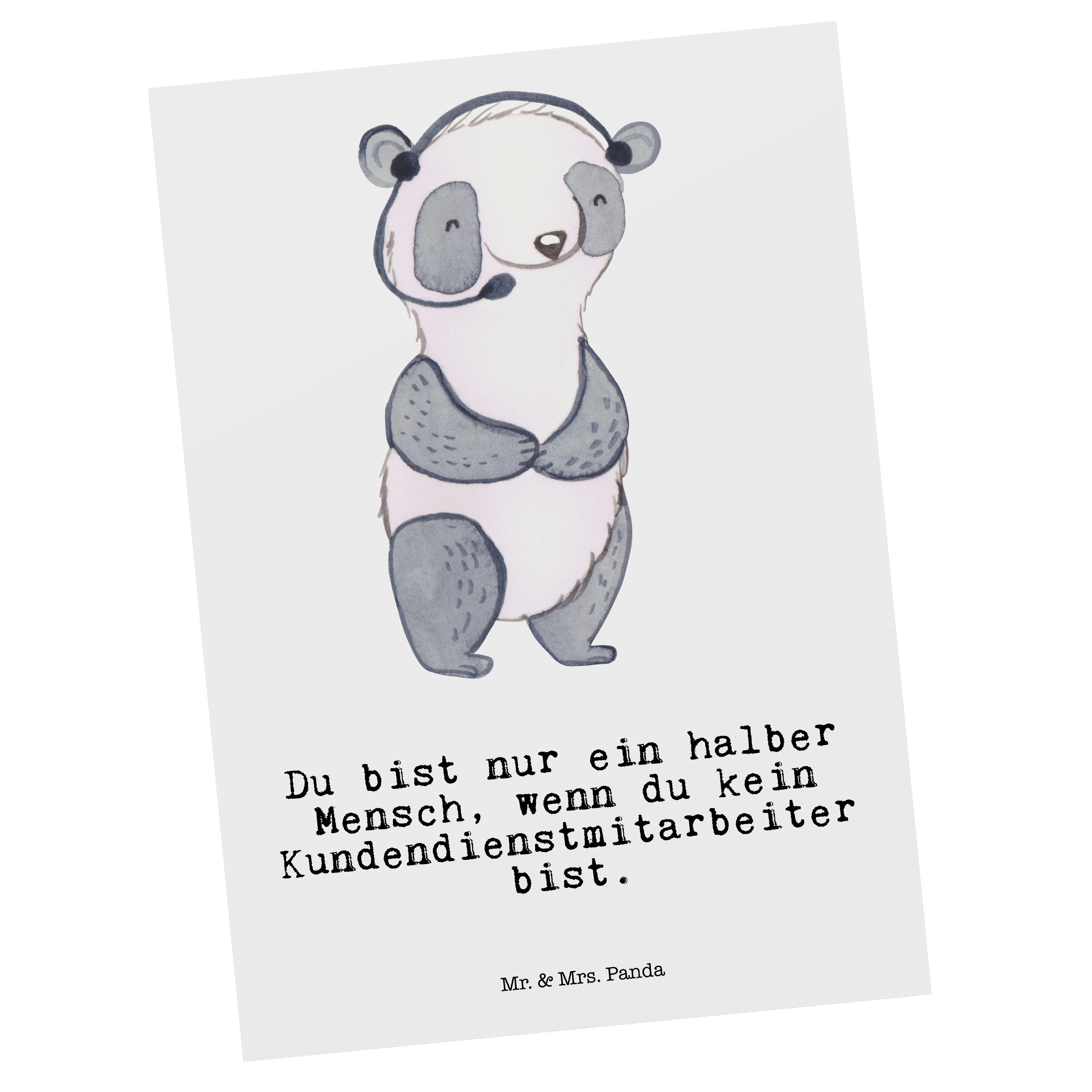Mr. & Mrs. Panda Postkarte Kundendienstmitarbeiter mit Herz - Weiß - Geschenk, Danke, Geschenkka
