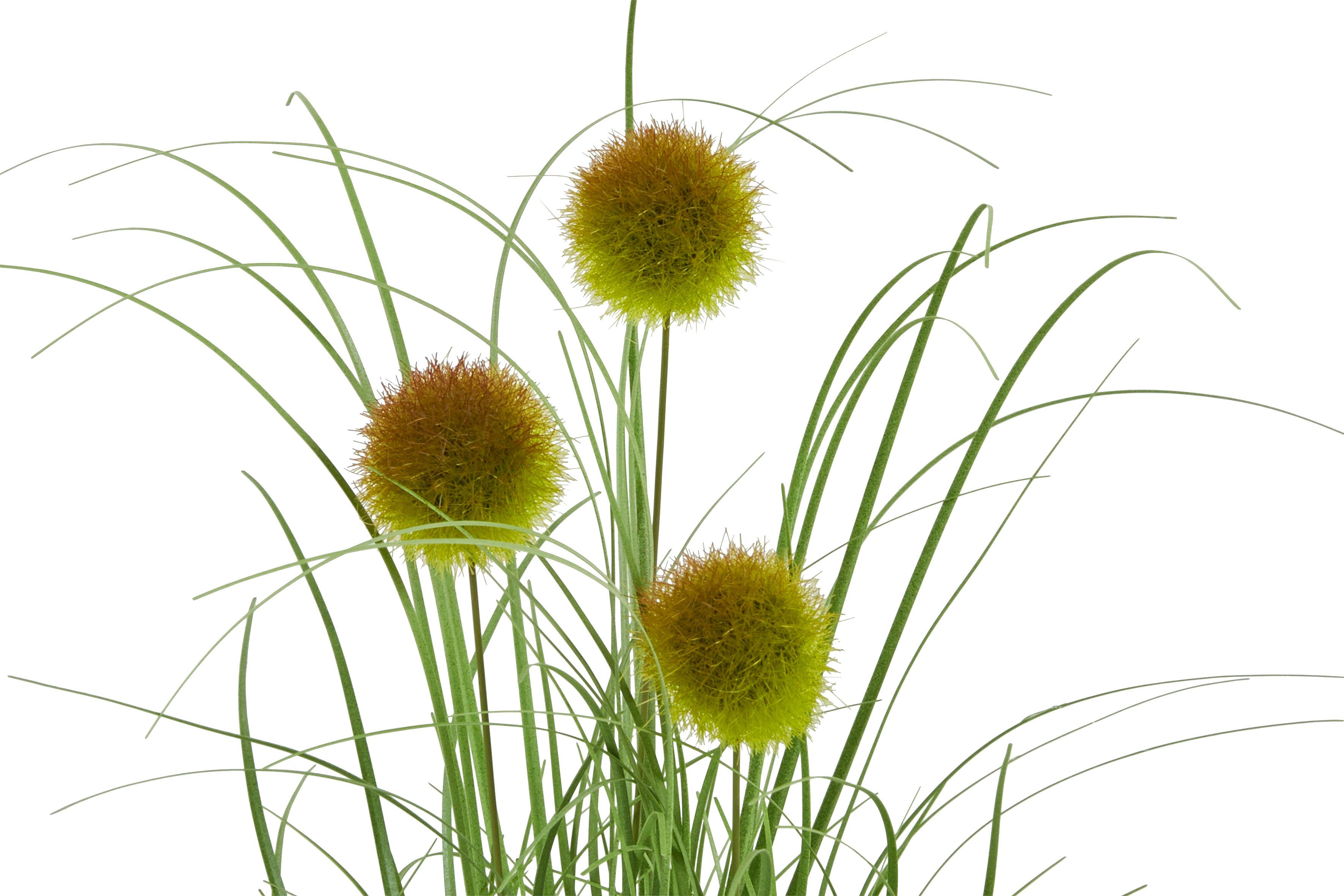 3er-Set Kunstgras Gras, Topf, 35 grün/goldfarben im Kunstpflanze, Leonique, cm, Grasbusch mit Kletten, Höhe