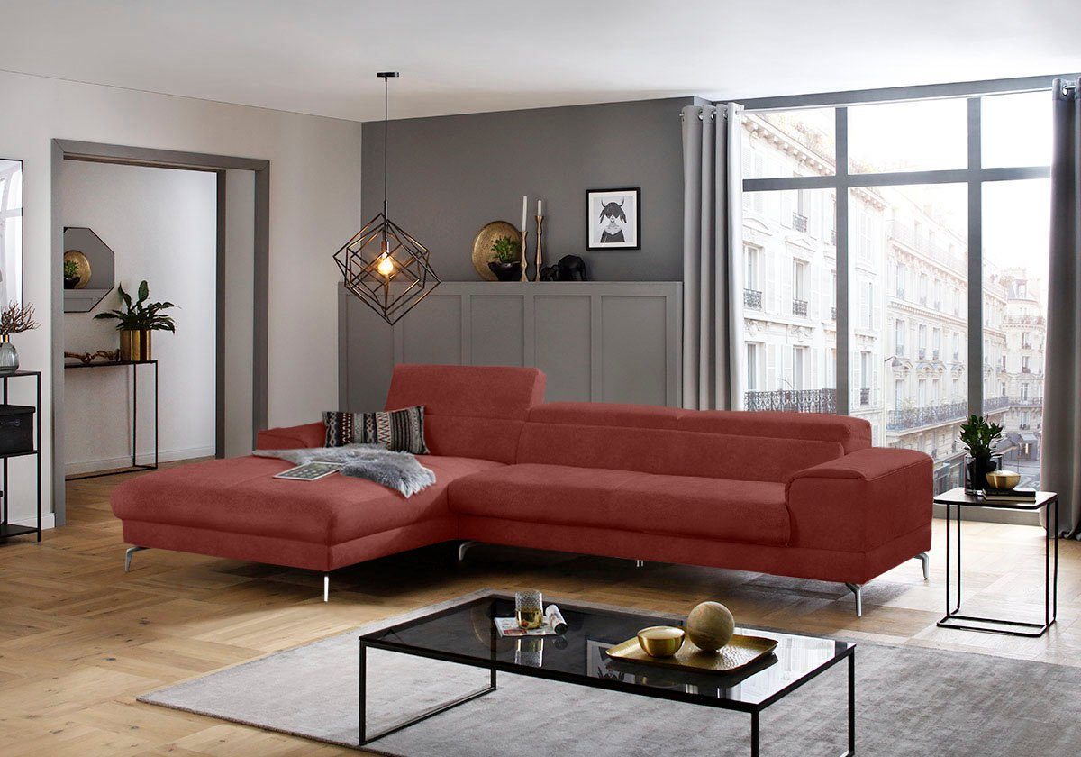 W.SCHILLIG & mit Inklusive Kopfteilverstellung, Premiumservice piedroo, 343cm, wahlweise Aufbau- Ecksofa Sitztiefenverstellung, Breite