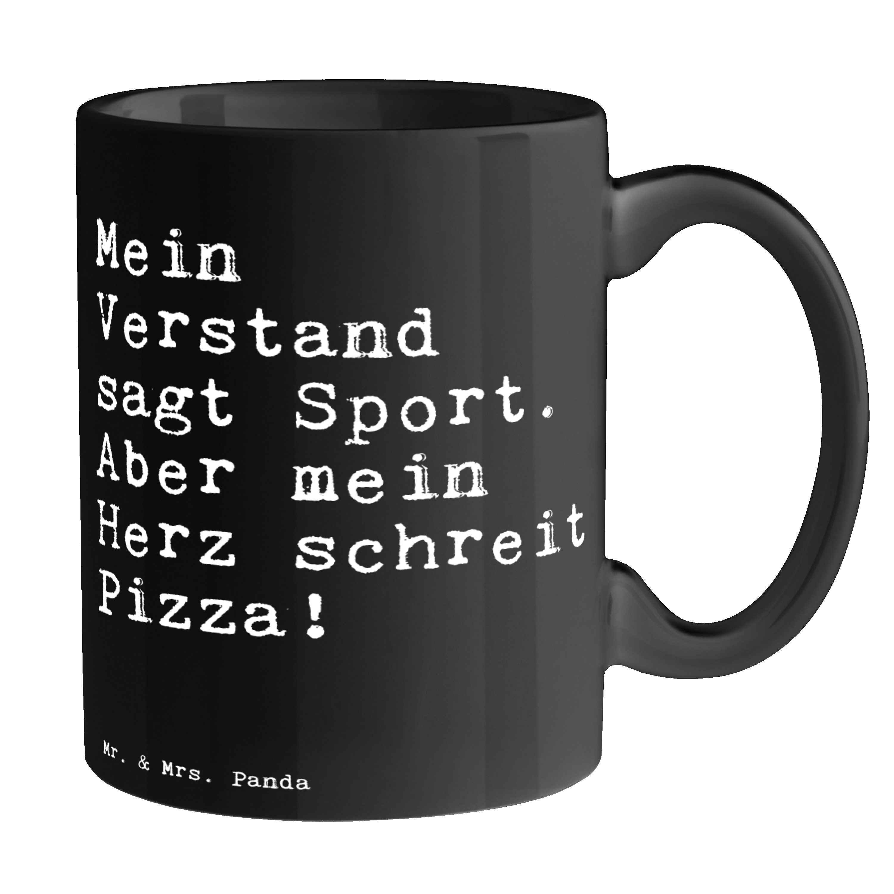 Mr. & Mrs. Panda Tasse Mein Verstand sagt Sport.... - Schwarz - Geschenk, Geschenk Freundin, Keramik Schwarz