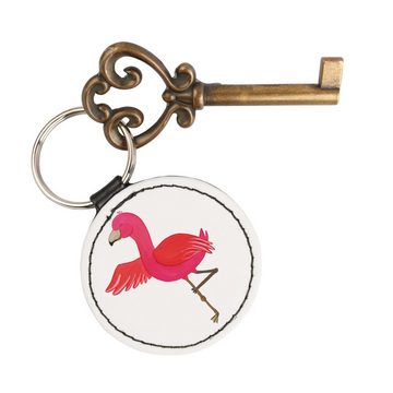 Mr. & Mrs. Panda Schlüsselanhänger Flamingo Yoga - Weiß - Geschenk, Yogi, Taschenanhänger, Glücksbringer (1-tlg), Robuste Eleganz
