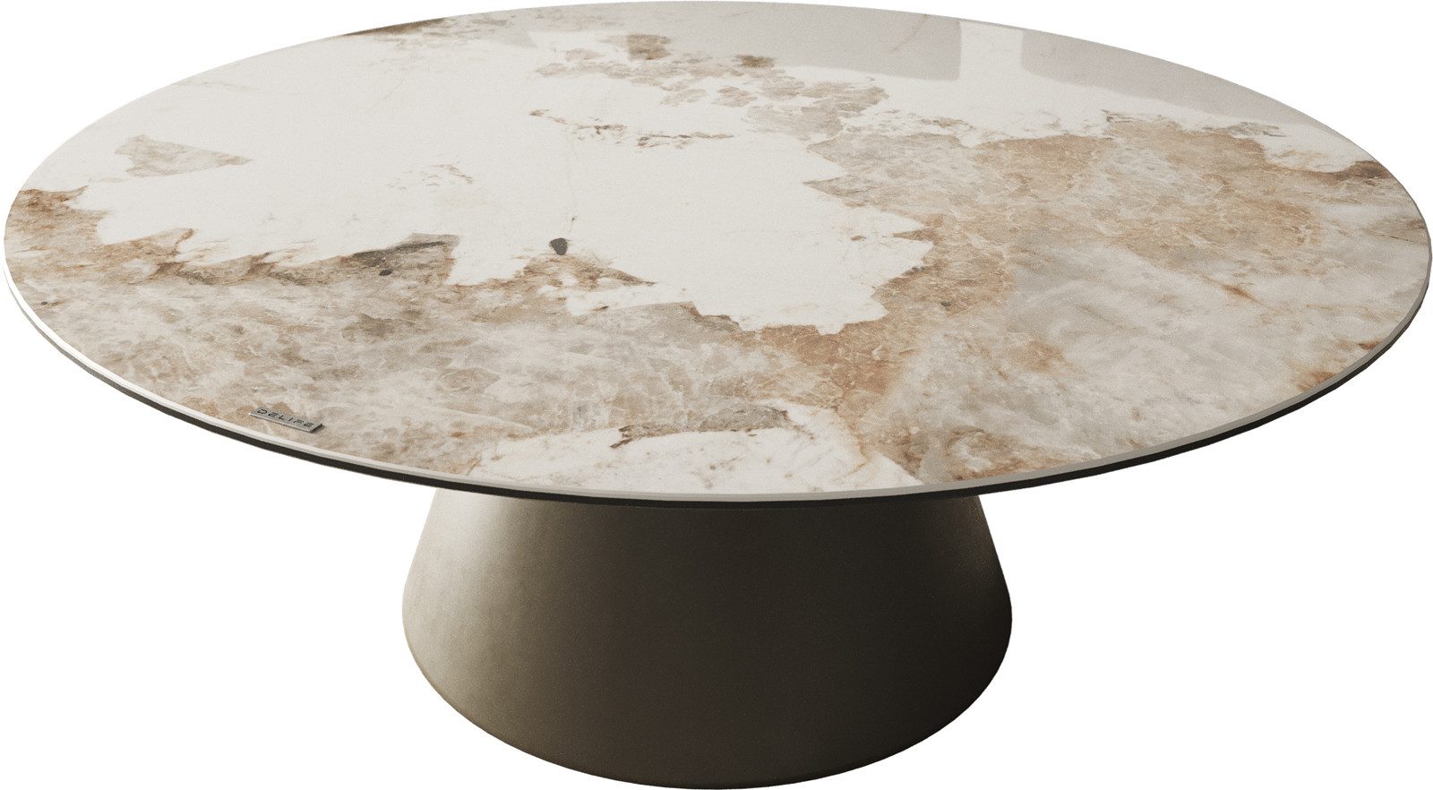 DELIFE Couchtisch Borna, Keramik Minas Melange Weiß-Beige 100x100 cm Gestel günstig online kaufen